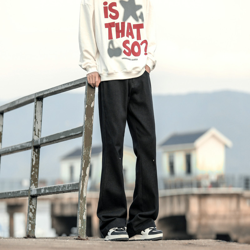 26新款美式高街复古柳钉显瘦潮牌微喇叭牛仔裤504-K823-P35,男装牛仔裤,星座504