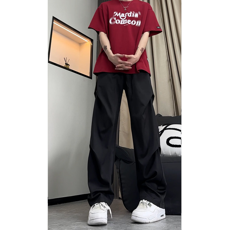 褶皱垂感西裤男士夏季直筒休闲裤宽松阔腿裤子504-K840-特P25控58图片