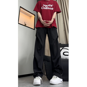 褶皱垂感西裤男士夏季直筒休闲裤宽松阔腿裤子504-K840-特P25控58图片
