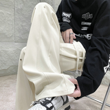 26港风铆钉垂感冰丝喇叭西裤加长休闲裤直播品控504-K812-P55控79，男装西裤，星座504