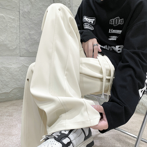 26港风铆钉垂感冰丝喇叭西裤加长休闲裤直播品控504-K812-P55控79图片