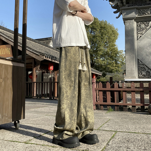 新中式风夏季新款缎面复古裤高级感垂感休闲裤504-K191-P45控68