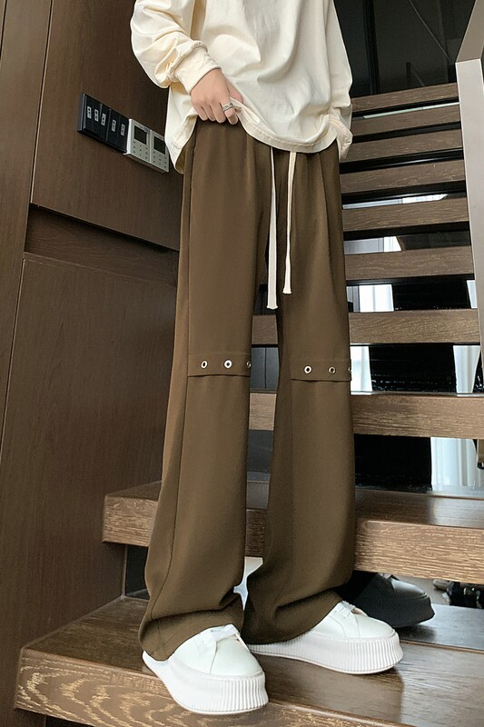 微喇西裤垂坠感高级感痞帅解构拼接休闲长裤504-K172-P50,男装西裤,星座504