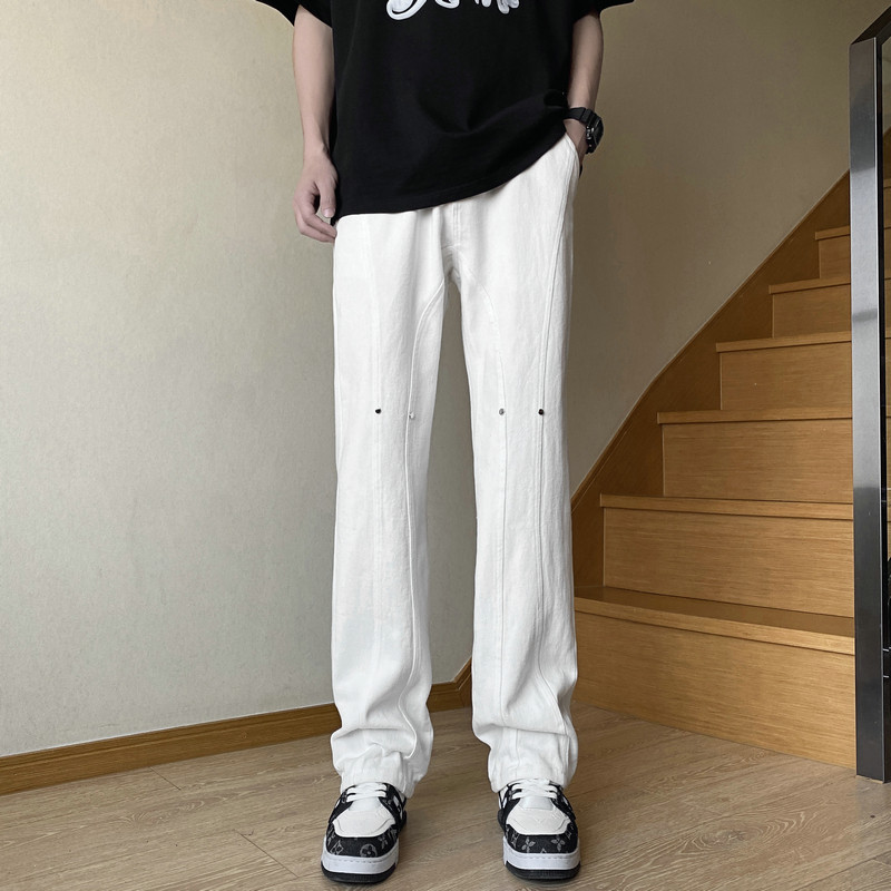 26新款学生男女微喇叭弧形拼接牛仔裤休闲裤潮504-K806-P55控79,男装牛仔裤,星座504