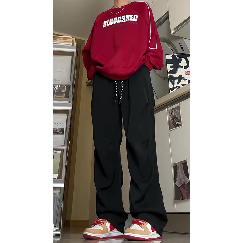 26新款褶皱垂感直筒小西裤休闲裤直播长裤潮504-K173-P55控78，男装西裤，星座504