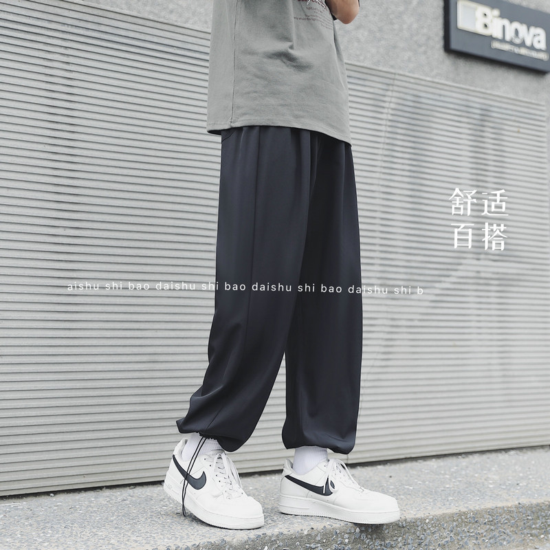2023港风新款垂感冰丝裤坠感束脚裤男休闲裤长裤潮504-K2087-TP20图片