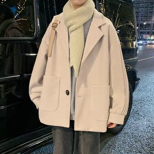 25新款男女情侣宽松短款毛呢大衣风衣上衣潮504-F17-P75控118图片