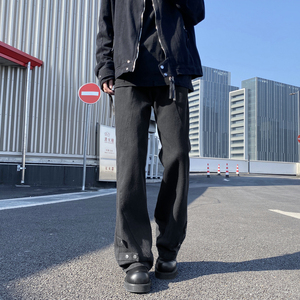 2026新款美式高街拼接牛仔裤潮流微喇叭裤长裤504-K185-P55控78图片