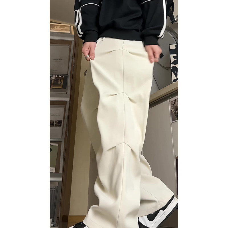 26新款褶皱垂感直筒小西裤休闲裤直播长裤潮504-K173-P55控78,男装西裤,星座504