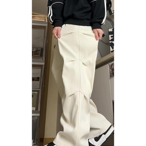 26新款褶皱垂感直筒小西裤休闲裤直播长裤潮504-K173-P55控78图片