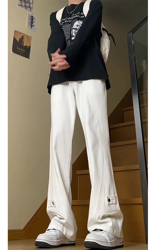 2026新款美式高街拼接牛仔裤潮流微喇叭裤长裤504-K185-P55控78,男装牛仔裤,星座504