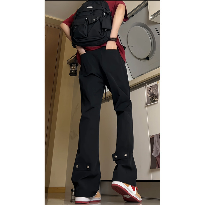 2026港风新款学生男女微喇叭拼接冲锋裤休闲裤潮504-K837-P45控68，男装休闲裤，星座504