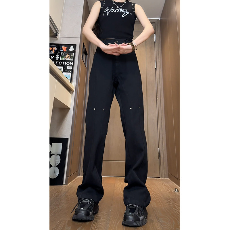 26新款学生男女微喇叭弧形拼接牛仔裤504-K806-P55控79,男装牛仔裤,星座504