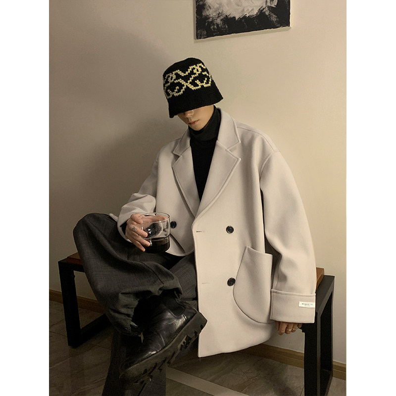 加棉加厚学生口袋短款毛呢大衣504-F51-P75控118（加棉P90控128）,男装毛呢大衣,星座504