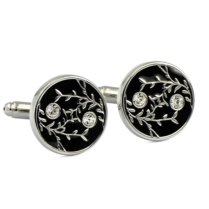 AUSTRIA IMPORTED CRYSTAL CUFFLINKS MIRROR FLOWER WATER MOON BLACK AND WHITE ELEGANT RHYME CUFF CUFF NAILS FRENCH SHIRT BUCKLE MENS ACCESSORIES