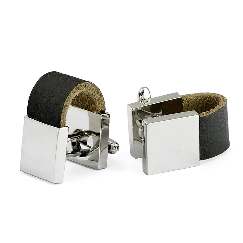 BUSINESS MENS LEATHER CHAIN CUFFLINKS HIGH-END COWHIDE CUFFS CUFF NAILS FRENCH SHIRT ACCESSORIES CUFFLINKS