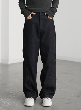 新款时尚破缝设计休闲酵洗工艺亲肤直筒显瘦中腰牛仔裤28002