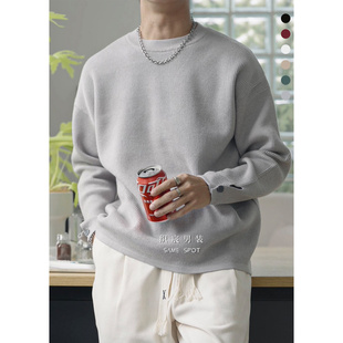 口3001 织宸 休闲袖 宽松细针高织时尚 X黄单粒扣圆领毛衣 2023新款