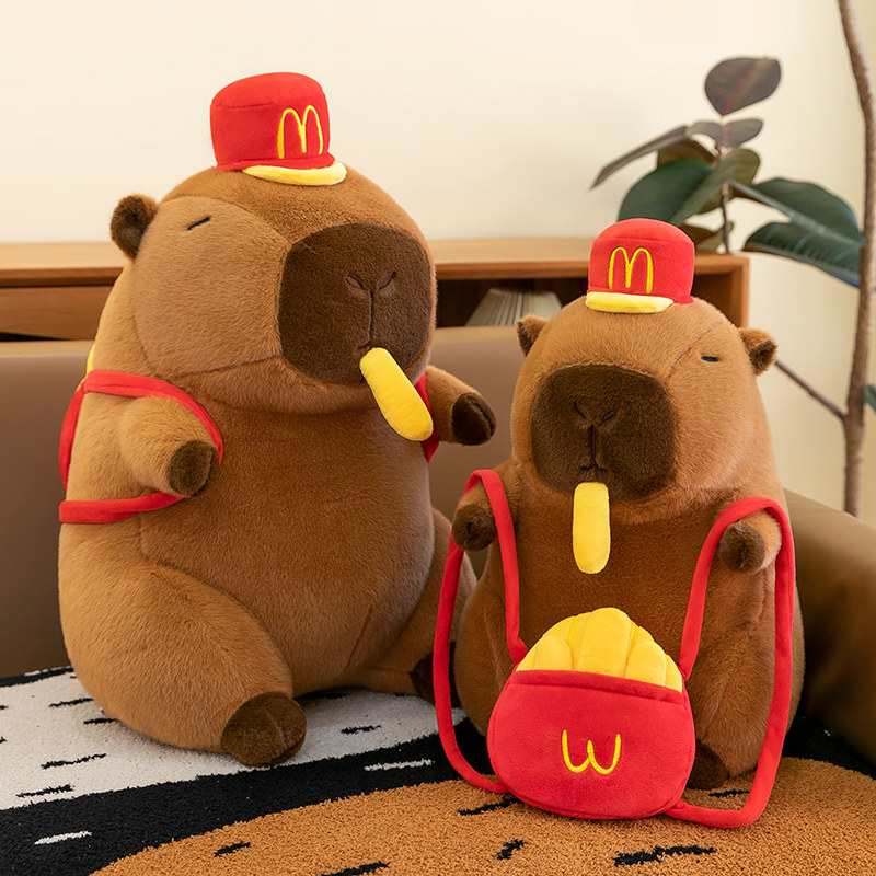 卡皮巴拉玩偶大号公仔儿童毛绒玩具水豚薯条可拉伸抱枕生日礼物