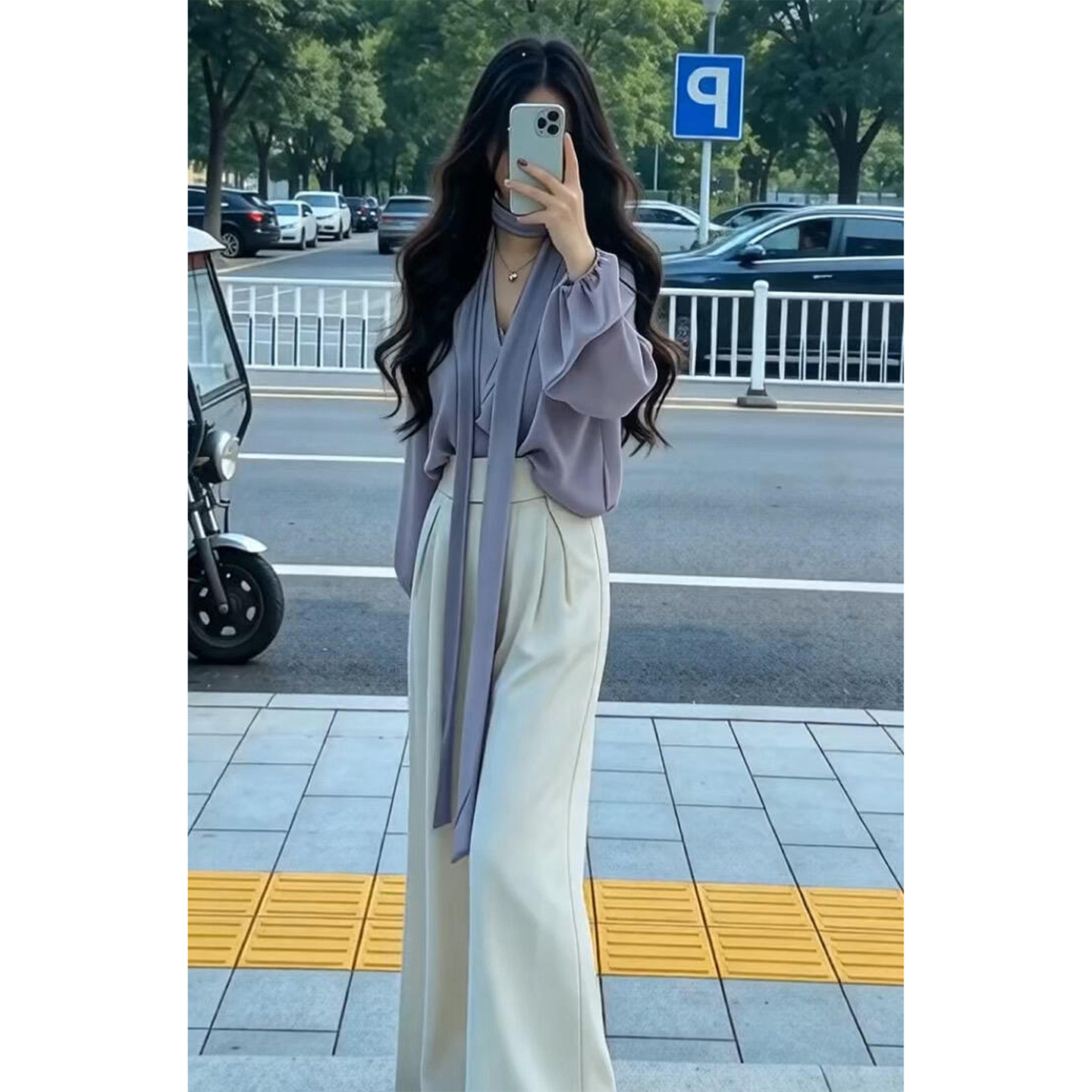 早春季2026超火韩系穿搭一整套巨好看紫色衬衫女上衣裤子两件套装