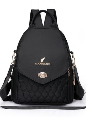 新款高档袋鼠牛津布双肩包女旅行外出中年妈咪双肩背绣线多用背包