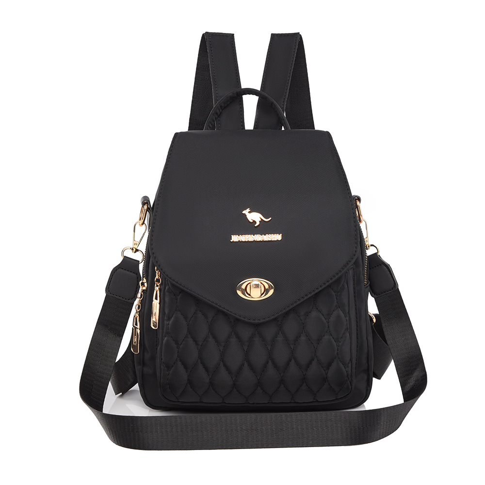 新款高档袋鼠牛津布双肩包女旅行外出中年妈咪双肩背绣线多用背包