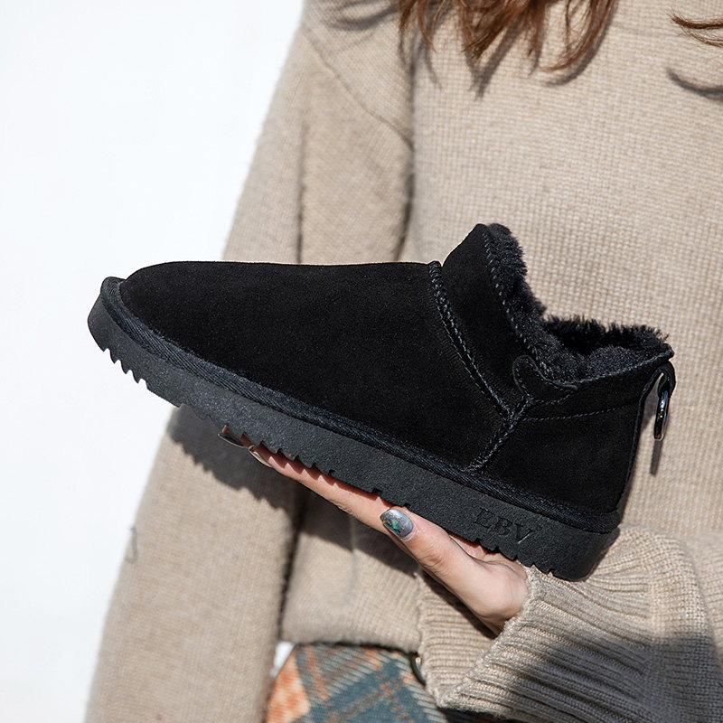 2025年新款时尚雪地靴女皮毛一体短筒短靴加厚加绒面包鞋棉鞋厚底,女鞋,时装靴,淘宝优惠券,粉丝福利购,淘宝优惠卷