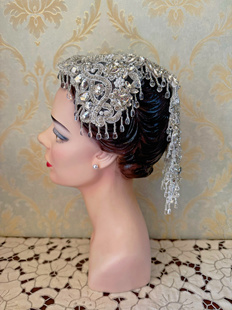 菲尔手作 vintage盖茨比复古风仿珍珠水钻闪亮头饰-透明白款 现货