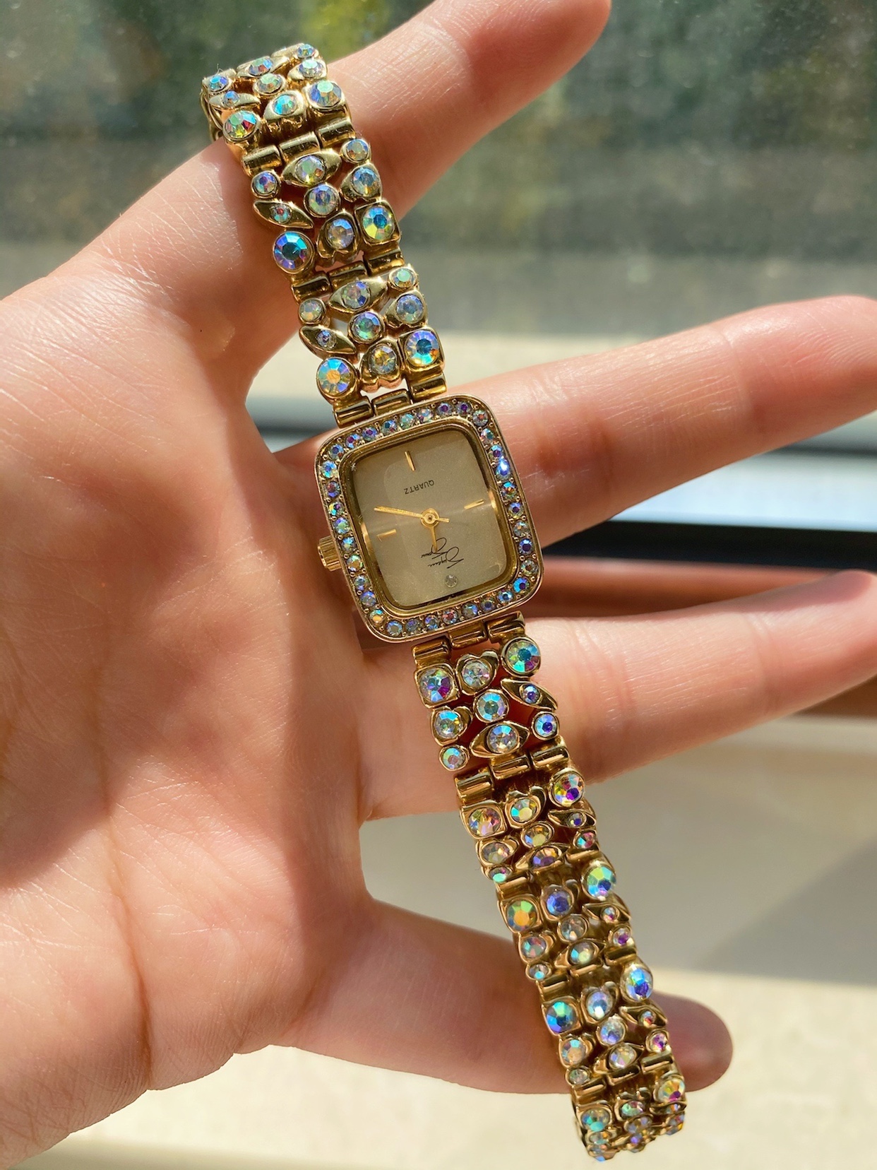 售罄 Suzanne Somers古董彩钻复古女表中古腕表vintage手表