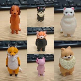 YELL虚无的动物呆站的小动物扭蛋小熊猫护理猫狗蝾螈摆件促销现货