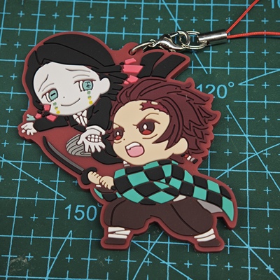 万代鬼灭之刃扭蛋橡胶平面挂件手机链灶门炭治郎魇梦现货促销