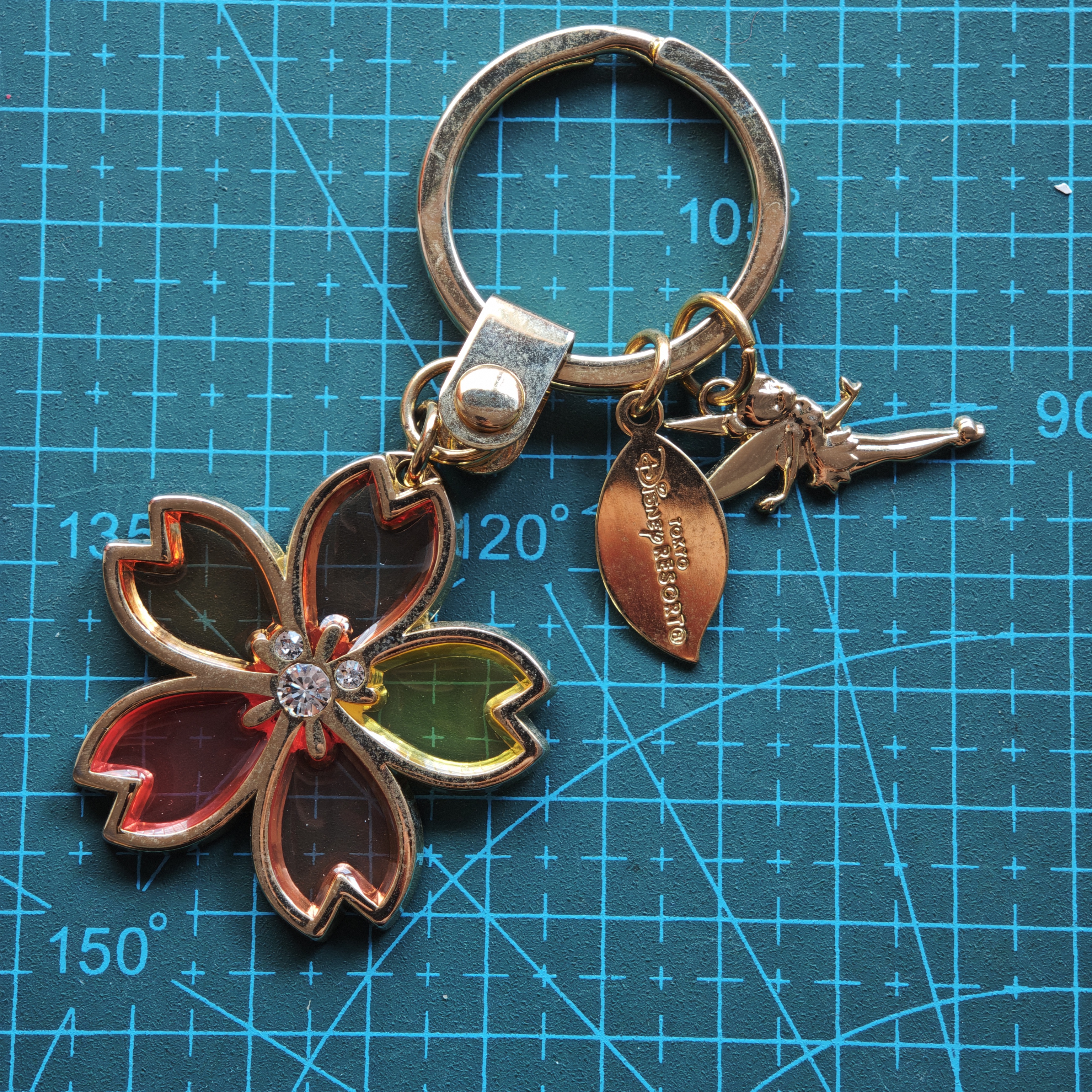 东京迪士尼樱花金属挂件钥匙圈小叮当Tinker Bell促销现货