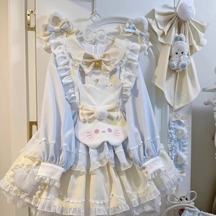甜茶少女lolita甜茶喵可爱小猫洛丽塔op连衣裙女长袖甜美清新日常