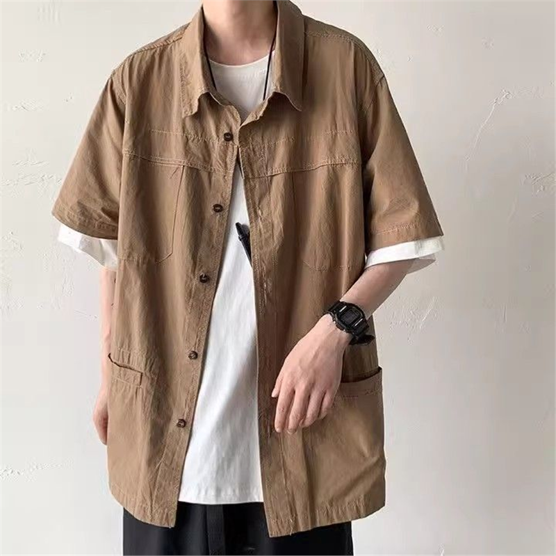 万圣节ns吴邪cos衣服男女同款工装短袖衬衫宽松百搭帅T恤衬衣叠穿