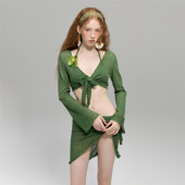 苏拉娜公主比基尼四件套分体泳衣女性感防晒纱巾度假沙滩温泉泳装