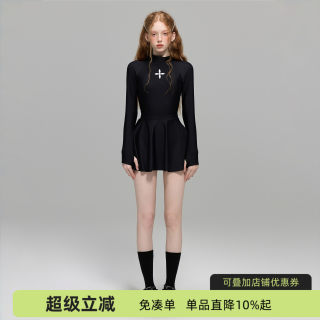 苏拉娜公主两件套连体泳衣女保守显瘦遮肚裙式长袖运动泡温泉泳装