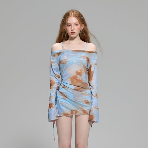 网纱长袖罩衫平角分体泳衣温泉