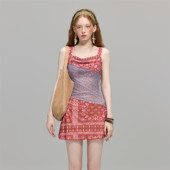 碎花修身 苏拉娜公主分体泳衣女保守显瘦遮肚裙式 法式 泡温泉游泳衣