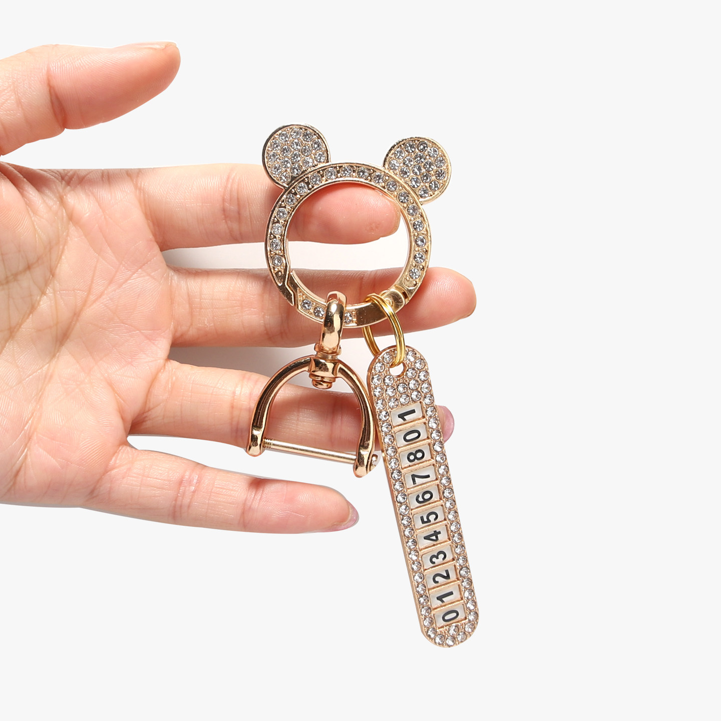 汽车电动车摩托车钥匙扣挂件弹簧扣挂件镶钻钥匙环带钻钥匙圈