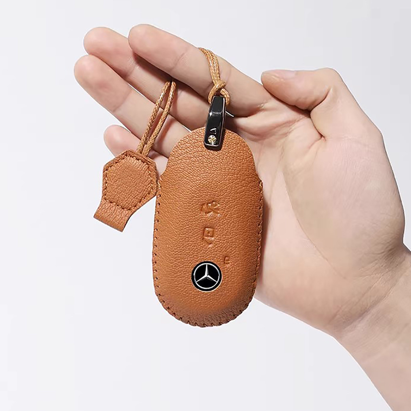 适用奔驰c260l钥匙套c200l壳e300l车扣s级A级glc高级真皮女男包壳