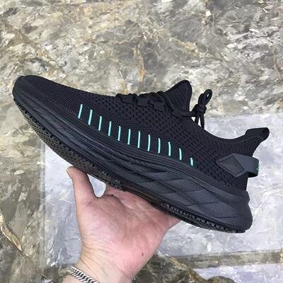 品质升级春夏舒适防臭透气网面飞织鞋百搭高弹系带时尚休闲鞋