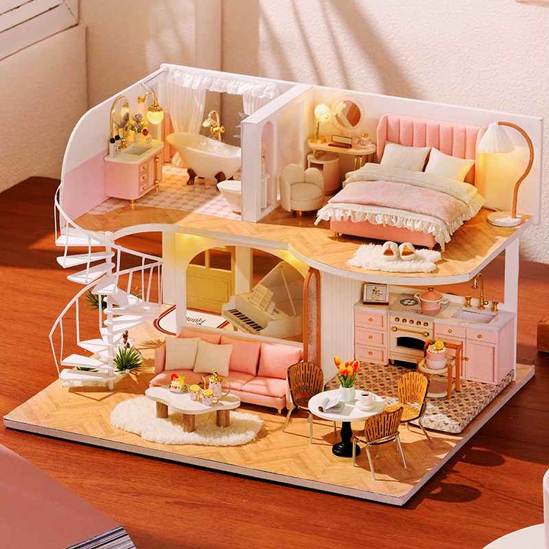手工diy小屋制作小房子阁楼别墅模型屋成人解闷情人节生日礼物女