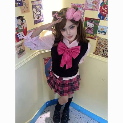 原创JK制服套装日系学院风叠穿V