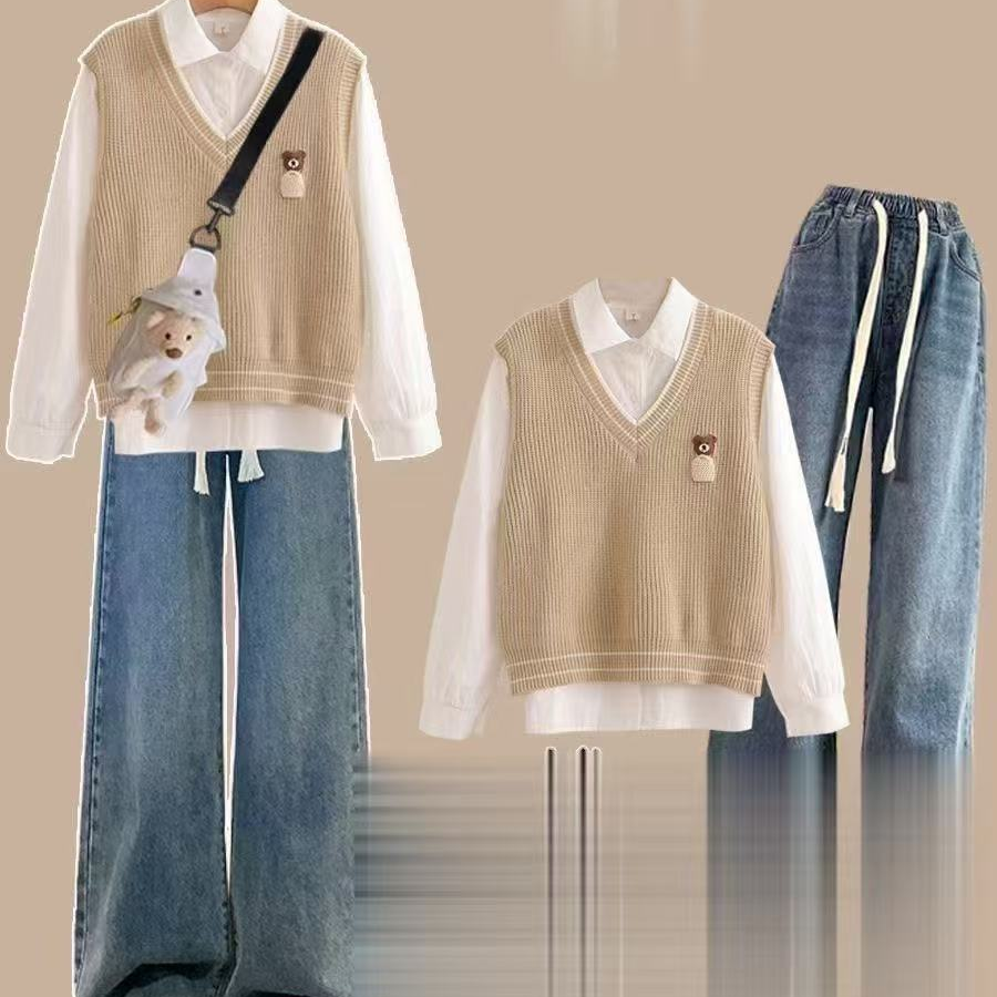 秋冬叠穿毛衣背心学院风上衣女款