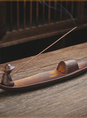 创新多用型香插倒流香炉新款静山一叶扁舟办公居家摆件送礼精品