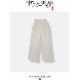 SR505 亚麻肌理感提花松紧腰造型裤 银贝