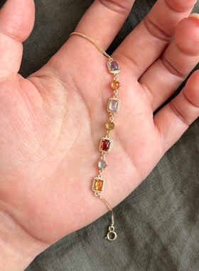 春奈天然水晶S925银14K镀金手链