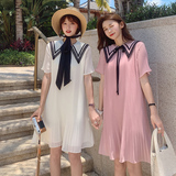 主推款现货！可拆卸娃娃领夏季新款纯色短款连衣裙2036P80K130，女装连衣裙，天丽