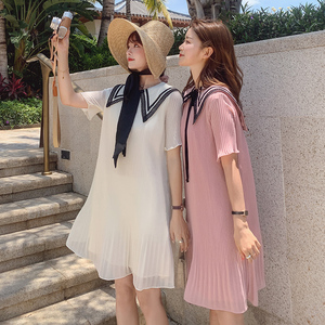 主推款现货！可拆卸娃娃领夏季新款纯色短款连衣裙2036P80K130图片