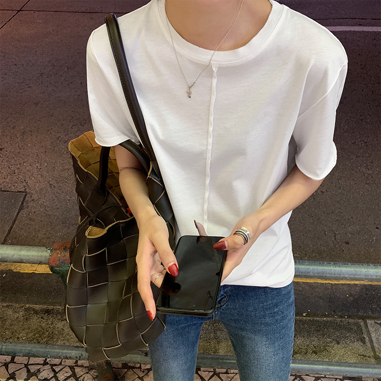 叠穿小白T！极爽棉纯色圆领T恤秋冬宽松百搭内搭短袖打底衫女